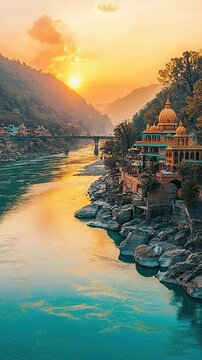 rishikesh ganga riverbanks indian landscape