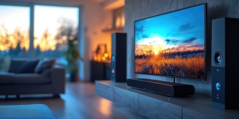 A flat screen TV sits on top of a wooden shelf, ready to be placed in your home