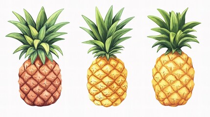 Detailed Fresh Pineapple Isolated on White Background for Design