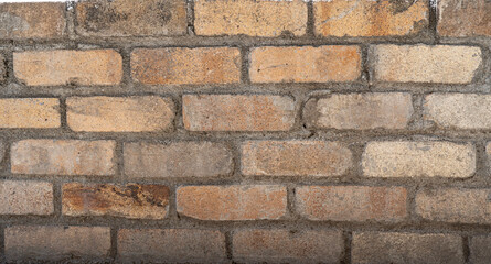 Textura Realista de Pared de Ladrillos Beige y Marr&oacute;n Claro con Cemento Irregular y Aspecto Envejecido, Perfecta para Fondos y Proyectos Creativos