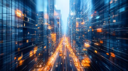 Smart Digital City Concept. Urban Architecture High Towers Concept of the Future City. Virtual Reality Abstract Digital Buildings. Modern Technology Vector Illustration.