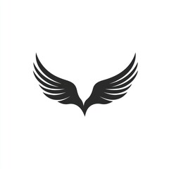 Obraz premium Black stylized wings design, isolated on white, graphic element for logo