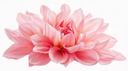 Fototapeta premium Elegant Pink Dahlia Flower with Lush Petals Isolated on White Background