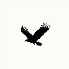 Obraz premium Soaring eagle silhouette, wildlife, freedom, nature, white background, design element