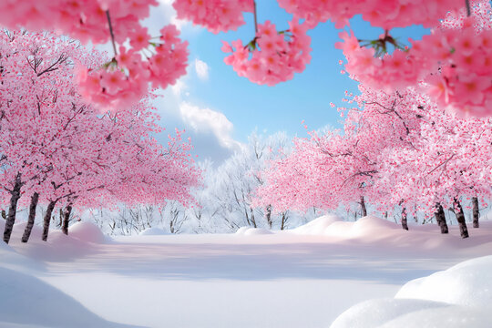 snow-framed cherry blossoms