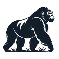 Obraz premium gorilla side view, logo, black outline vector drawing PNG