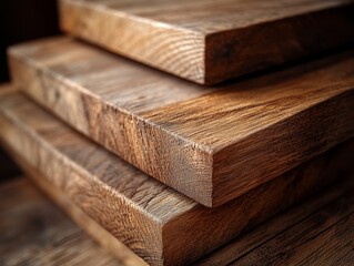 Fototapeta premium Close-up of stacked wooden planks