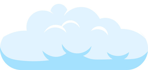 Simple vector illustration of a light blue cumulus cloud floating in a clear white sky, ideal for representing concepts related to weather, dreams, or imagination