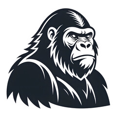 Naklejka premium gorilla logo, black outline vector drawing PNG