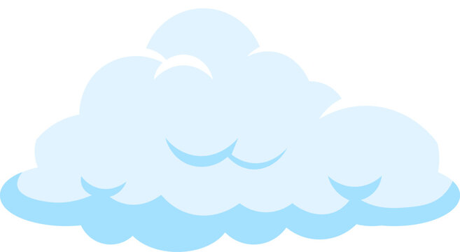 Cartoon illustration featuring a light blue cloud gently floating in a clear sky, symbolizing good weather, dreams, and the boundless realm of imagination and creativity