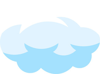 Minimalist vector illustration of a light blue cloud floating in a clear sky, simple icon representing good weather, meteorology and weather forecast symbol