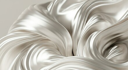Fototapeta premium Shiny, flowing, white silk fabric with elegant waves and folds