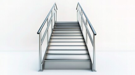 Fototapeta premium Realistic Metal Stairs with Shading and Reflections in a Studio Setting