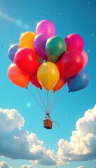 Fototapeta premium A collection of brightly colored balloons hovering above the ground, cluster, cluster, float