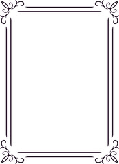 Elegant black rectangular border featuring floral corners enhances a white background, creating ample copy space for text or images, perfect for various design applications