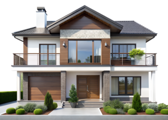 house in the garden isolated on white background.Transparent PNG