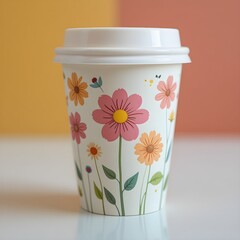 Eco-friendly paper cup with cute floral design