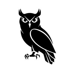 Minimalist Owl Silhouette - Black and White Wildlife Vector Design