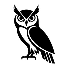 Minimalist Owl Silhouette - Black and White Wildlife Vector Design
