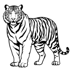 Majestic Tiger Silhouette – Stunning Black and White Wildlife Art