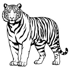 Majestic Tiger Silhouette – Stunning Black and White Wildlife Art