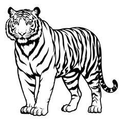 Majestic Tiger Silhouette – Stunning Black and White Wildlife Art