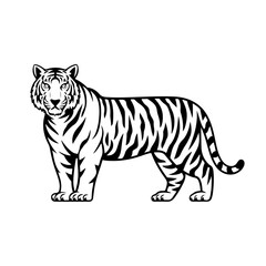 Majestic Tiger Silhouette – Stunning Black and White Wildlife Art