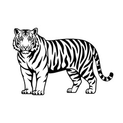 Majestic Tiger Silhouette – Stunning Black and White Wildlife Art