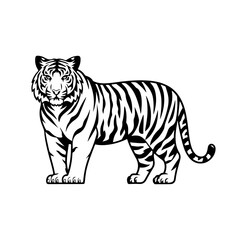 Majestic Tiger Silhouette – Stunning Black and White Wildlife Art