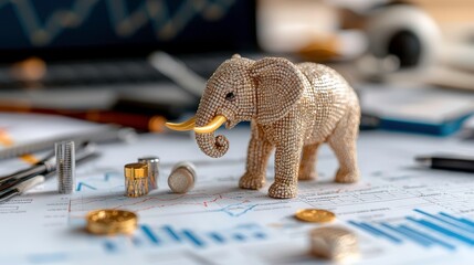 Majestic Diamond-Encrusted Elephant Office Setting High Fidelity Image Contemporary Environment Close-Up View Luxury Concept
