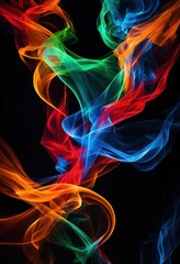 Obraz premium captivating display abstract smoke patterns twist flow spectacle vibrant lively colors, colorful, design, swirl, art, texture, visual, shape, movement