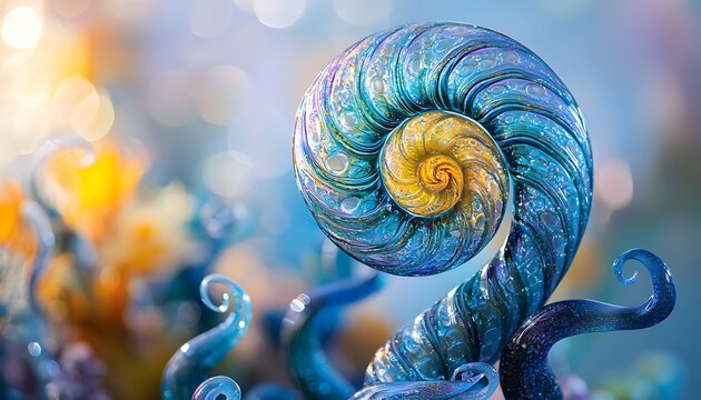Ethereal spiral clouds encircling a radiant sun, creating a mesmerizing celestial display in a vibrant blue sky.