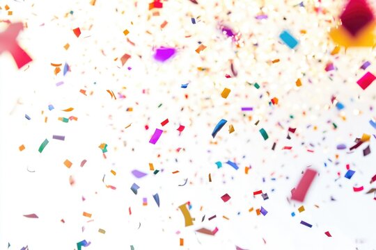 Colorful confetti falling down from the sky, ideal for celebrations and parties
