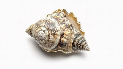 Obraz premium Snail Shell with Intricate Textures Isolated on White Background