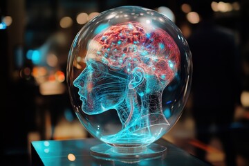 Innovative brain model showcasing neural connections and cognitive functions in modern exhibition