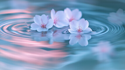 水面に揺れる桜と波紋が織りなす春の詩情