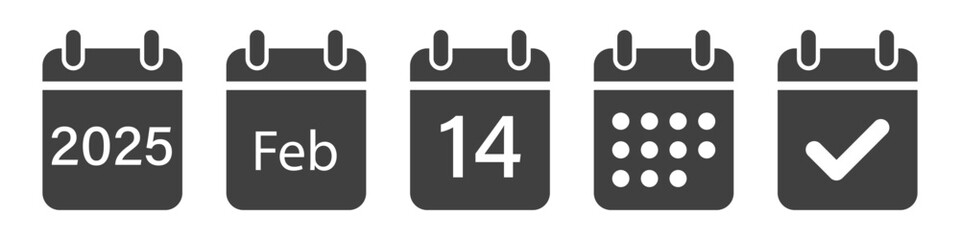 set of calendar icons on a white background