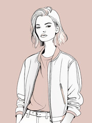 woman in sporty casual outfit fashion vector illustration