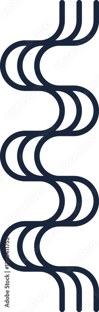 Poster triple wavy lines are creating an abstract decorative pattern forming an s shape on a white backgrou