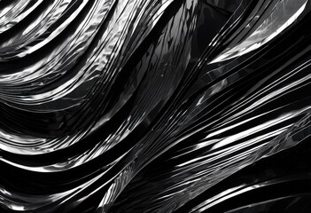 Obraz premium stunning dark background abstract silver textures featuring punchy visual contrast striking composition, design, pattern, monochrome, metallic, shiny, art