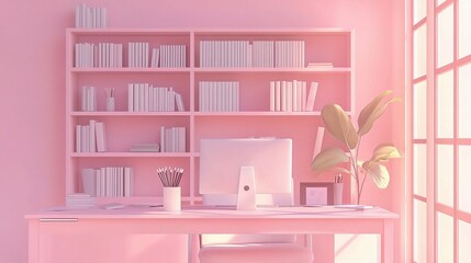 Fototapeta premium Modern Office Interior for Online Meetings with Soft Lighting