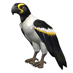 Fototapeta premium Black, white, and yellow bird; stylized avian illustration.