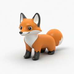 Obraz premium Adorable cartoon fox figurine, orange fur, and big eyes.