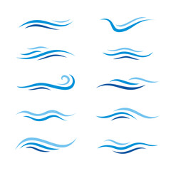 Abstract Blue Wave Icons Set