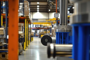 Fototapeta premium A large warehouse with shelves and pallets storage