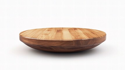 Round Wooden Table with Smooth Surface Isolated on White Background