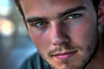 Obraz premium A close-up shot of a man's face with a long beard, suitable for use in editorial or advertising content where a rugged or outdoorsy theme is desired