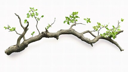Fototapeta premium Isolated Green Tree Branch with Leaves on White Background