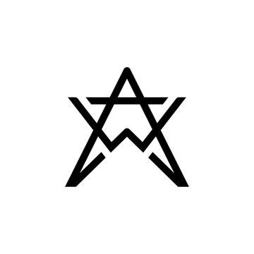 recommend clip art: initial letter letter AW star logo