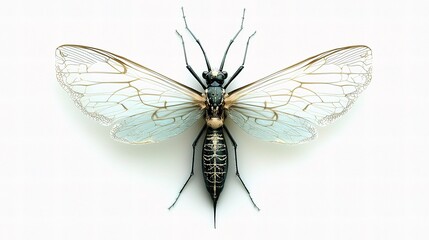 Obraz premium Intricate Mosquito with Detailed Wings and Body Isolated on White